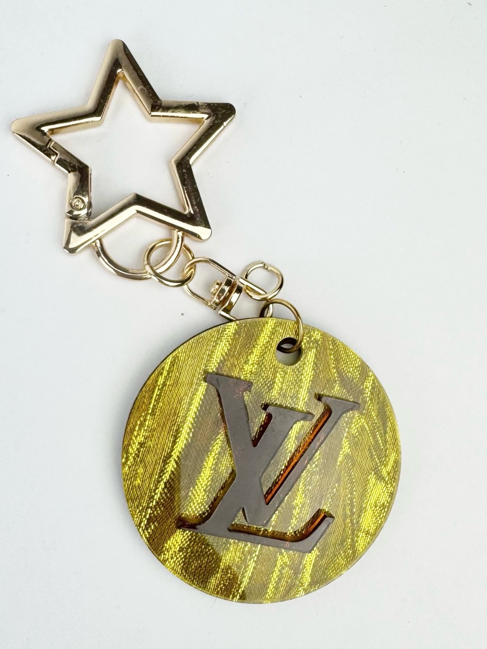 Glitter Bag Charm with Acrylic Front and Monogram Logo Back